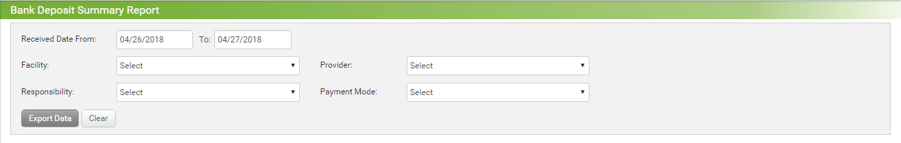 Bank Deposit Summary Report